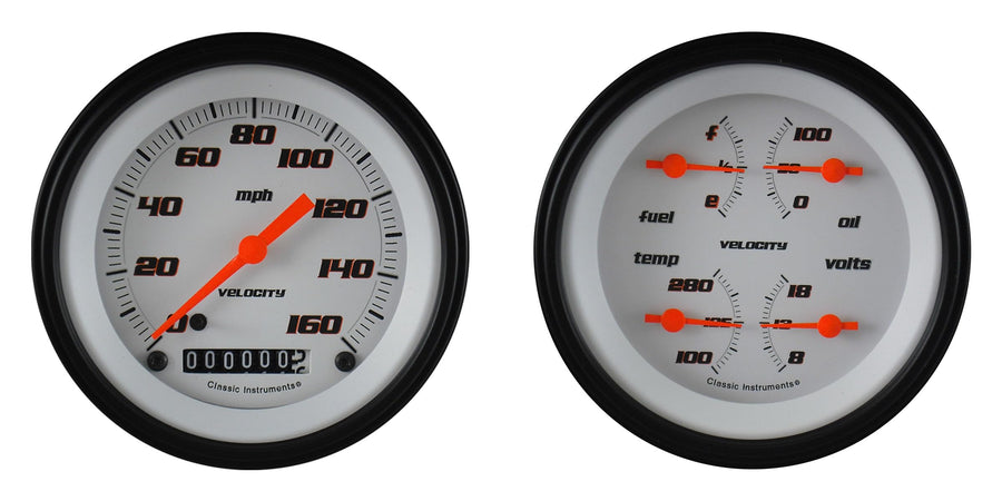 Velocity White Classic Instruments VS02WBLF Two Gauge Set