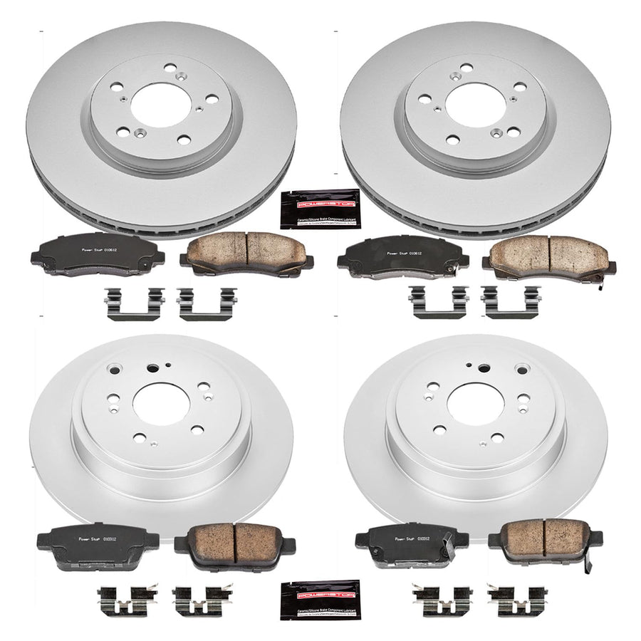 Power Stop CRK2430 Brake Rotor & Coated Ceramic Brake Pads- front & rear For Honda Ridgeline 2006-2011 [Model Specific]
