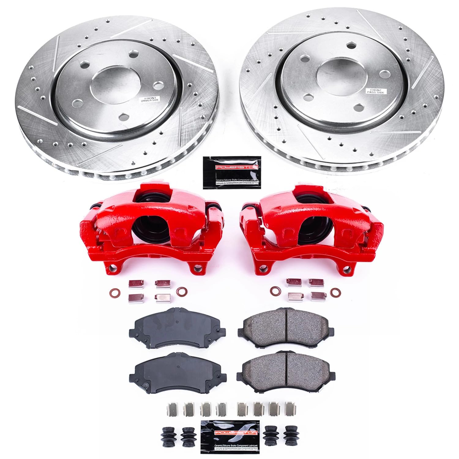 Z23 Evolution Power Stop KC3118A Front Brake Caliper Kit-Brake Rotors, Carbon-Fiber Ceramic Brake Pads, Calipers For Dodge Journey 2009-2013 [Model Specific]