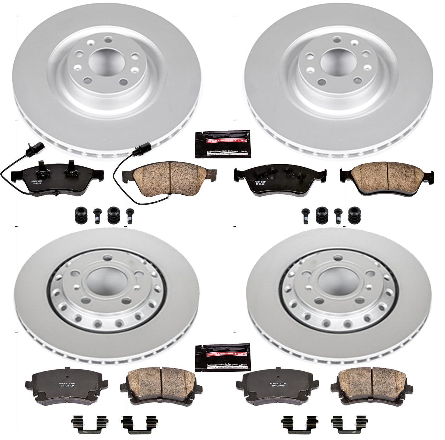 Power Stop Z23 Evolution Sport Geomet Coated Brake Kit Front & Rear For Audi A8 Quattro 2003-2010, Volkswagen Phaeton 2004-2006 [Model Specific]
