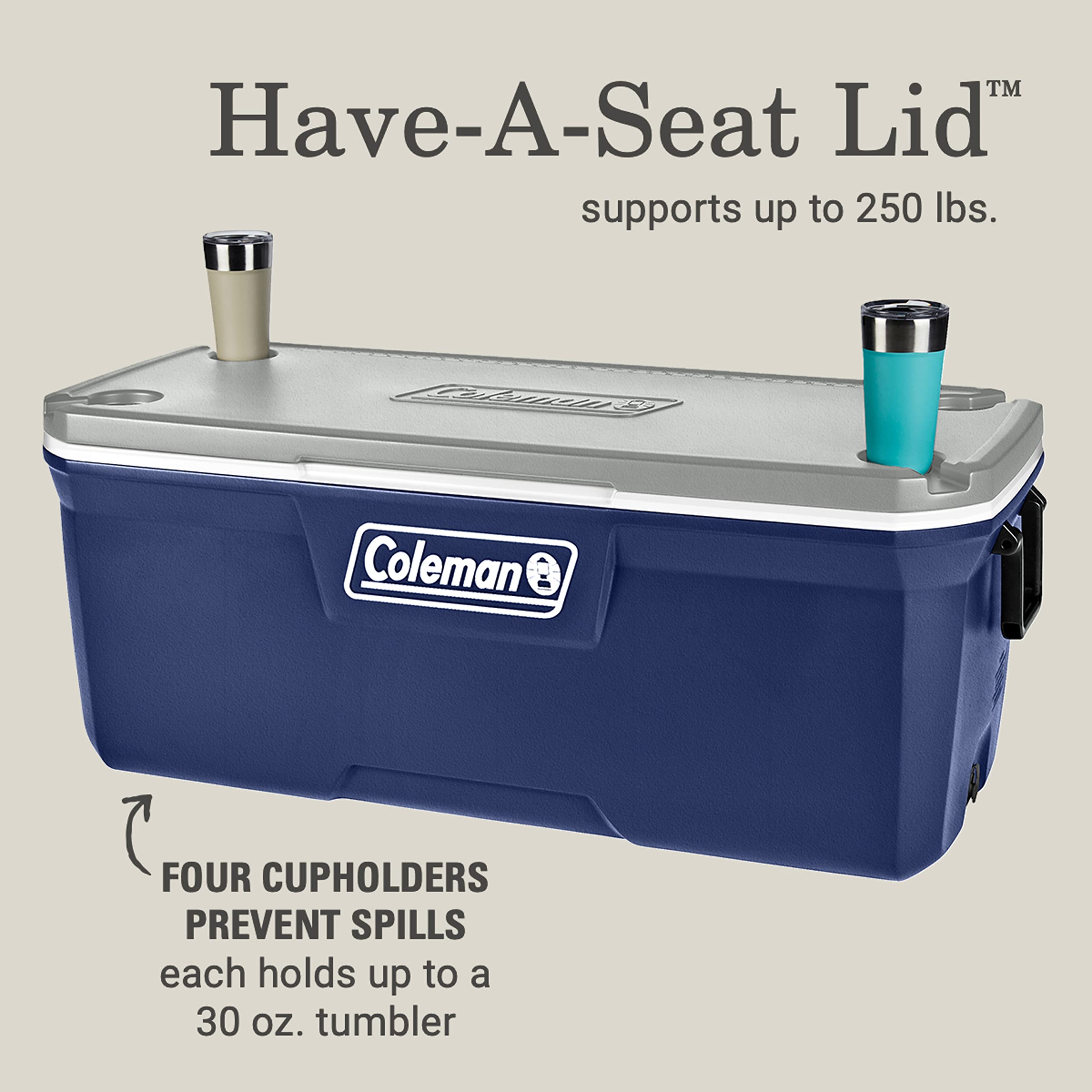 Coleman Insulated Classic Series Portable Cooler, Leak-Resistant Outdoor Hard Cooler Keeps Ice up to 5 Days, 52/70/120/150 Quart