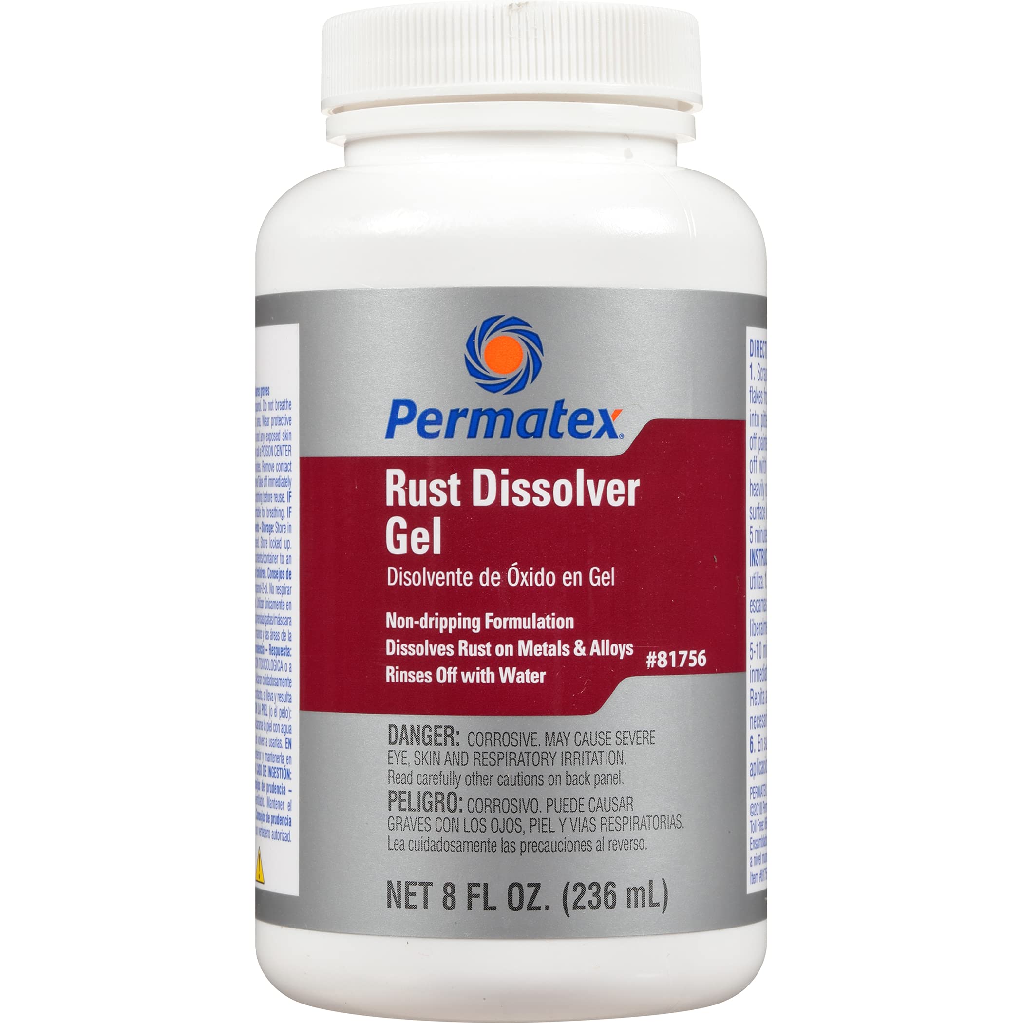 Rust Dissolver Gel Permatex 81756, 8 oz., Red