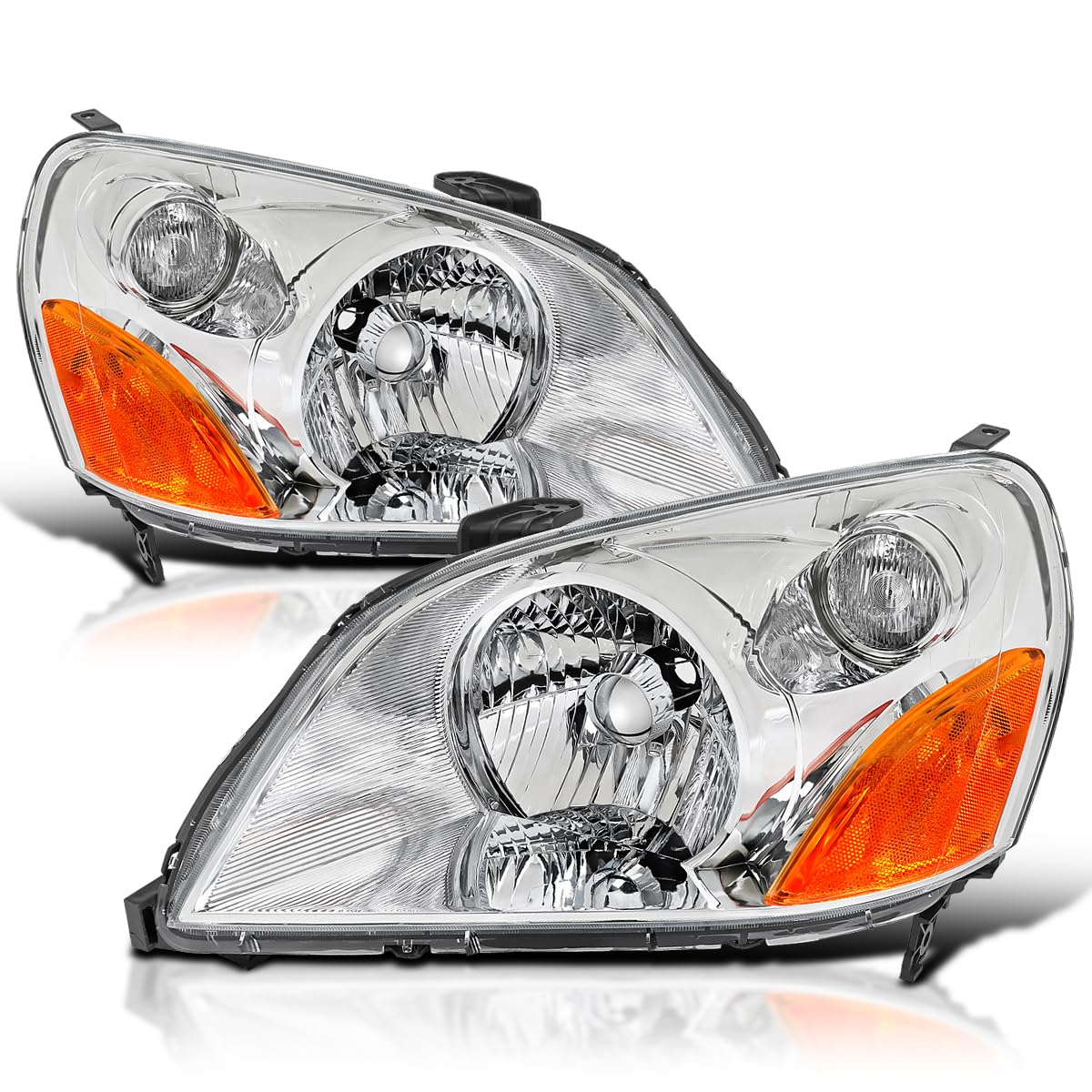 Chrome Headlights SPEC-D TUNING Compatible with 2003-2005 Honda Pilot, Left + Right Pair Headlamps Assembly
