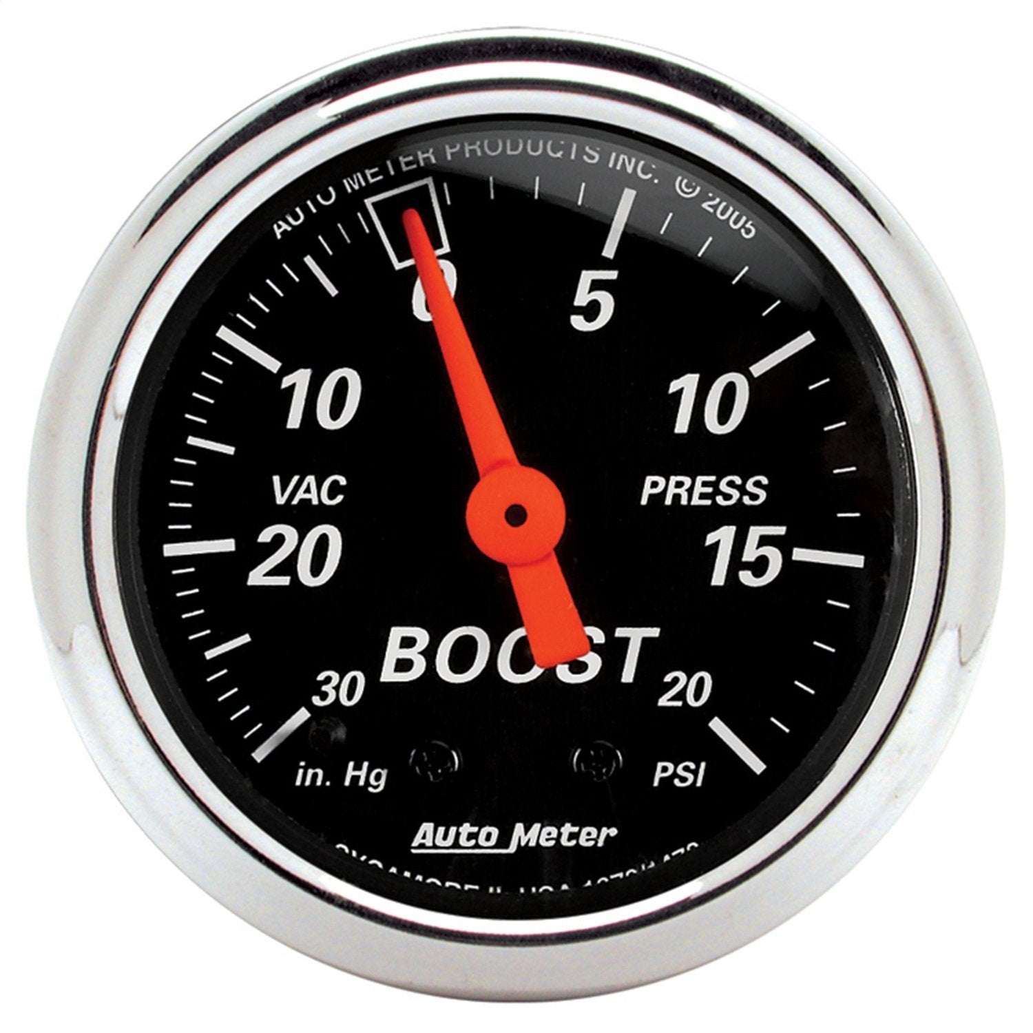 AUTO METER Mechanical Boost/Vacuum Gauge 1471 Designer Black Regular, 2.3125 in.