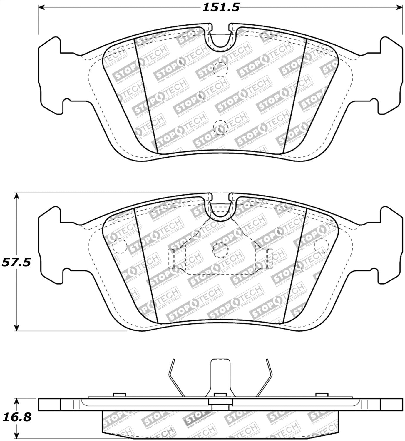 Front StopTech 308.05580 Brake Pads with Shims and Hardware Street