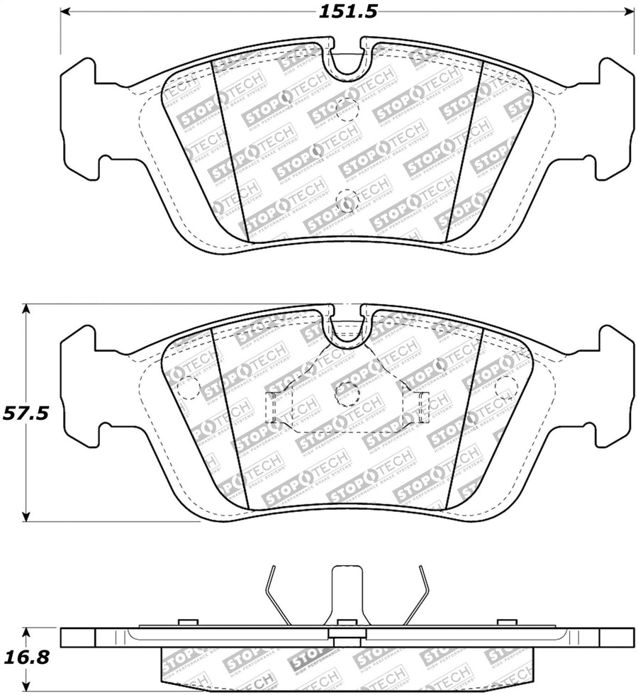 Front StopTech 308.05580 Brake Pads with Shims and Hardware Street