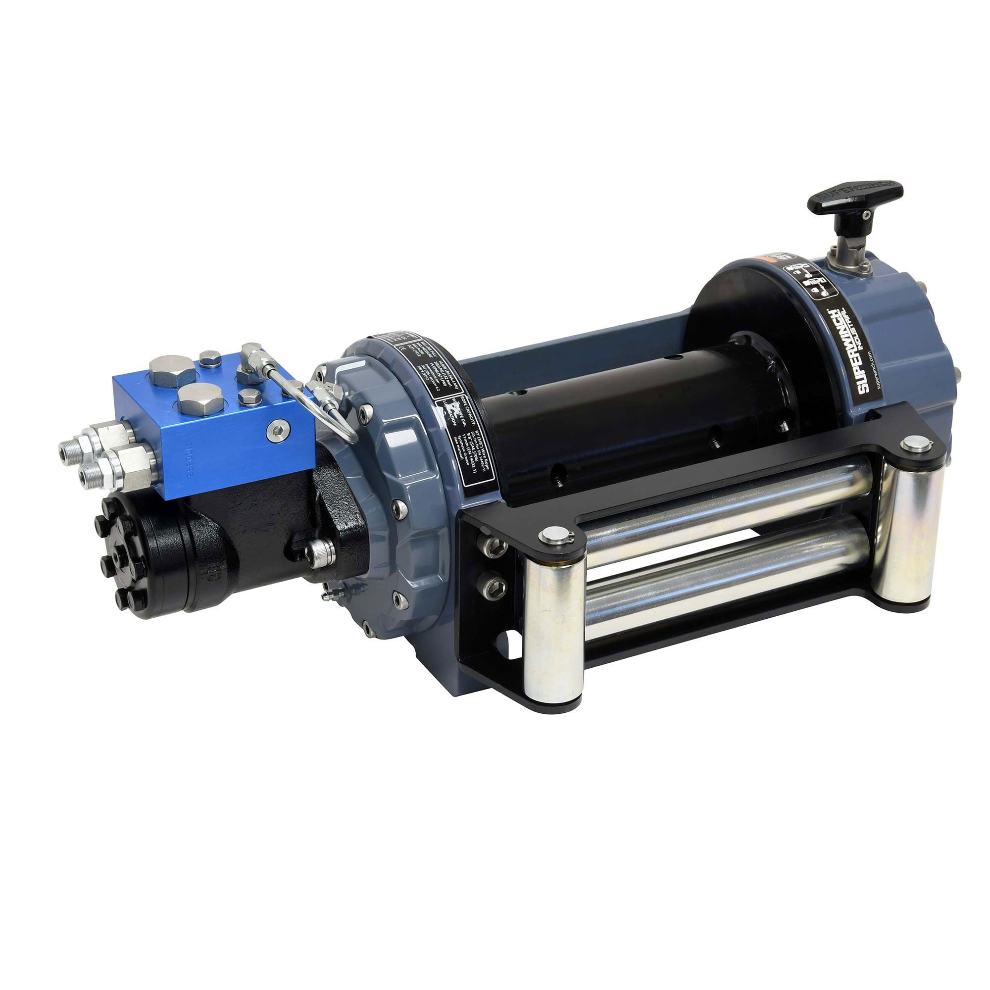 Industrial Superwinch S100429 SI Standard Drum Hydraulic Winch 10000lb (4536kg) Single Line Pull with Roller Fairlead
