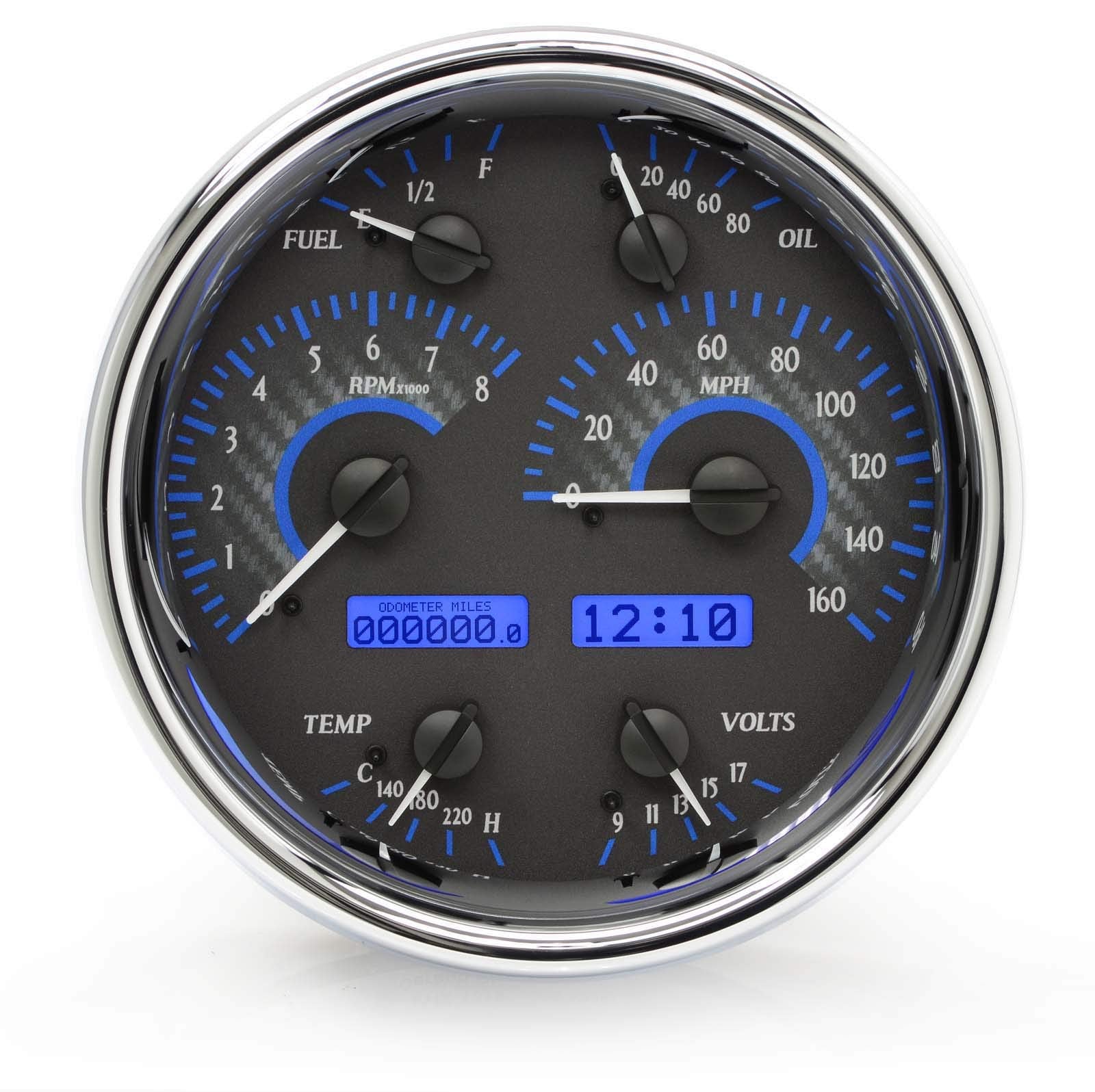 VHX System Single Round, Carbon Fiber Style Face, Blue Display
