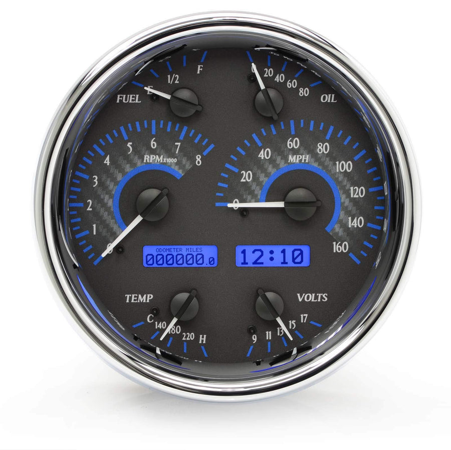 VHX System Single Round, Carbon Fiber Style Face, Blue Display