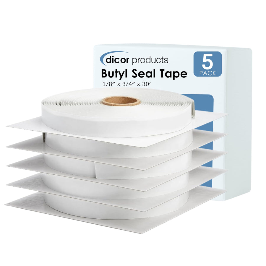 Butyl Seal Tape Dicor BT-1834-5 - 1/8" x 3/4" x 30' Repair Tape for RV, Trailer, Motorhome, Windows, and Vent Sealing- Pack of 5