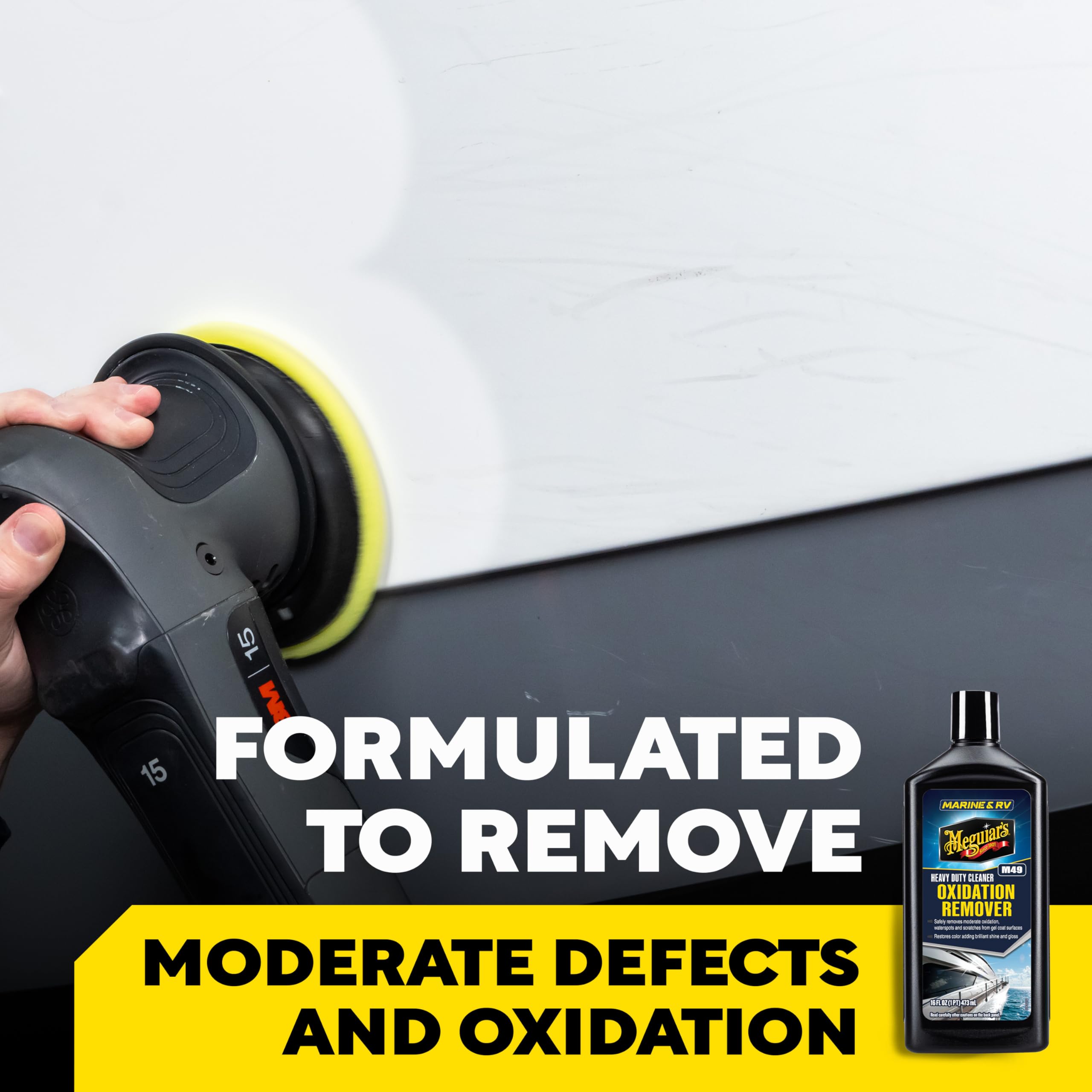 Marine/RV Meguiar's M4916 Heavy Duty Oxidation Remover, Oxidation, Water Spot, Stain, and Boat Scratch Remover for Vehicles with Gel Coat and Fiberglass Surfaces, 16 Oz - Packaging may vary