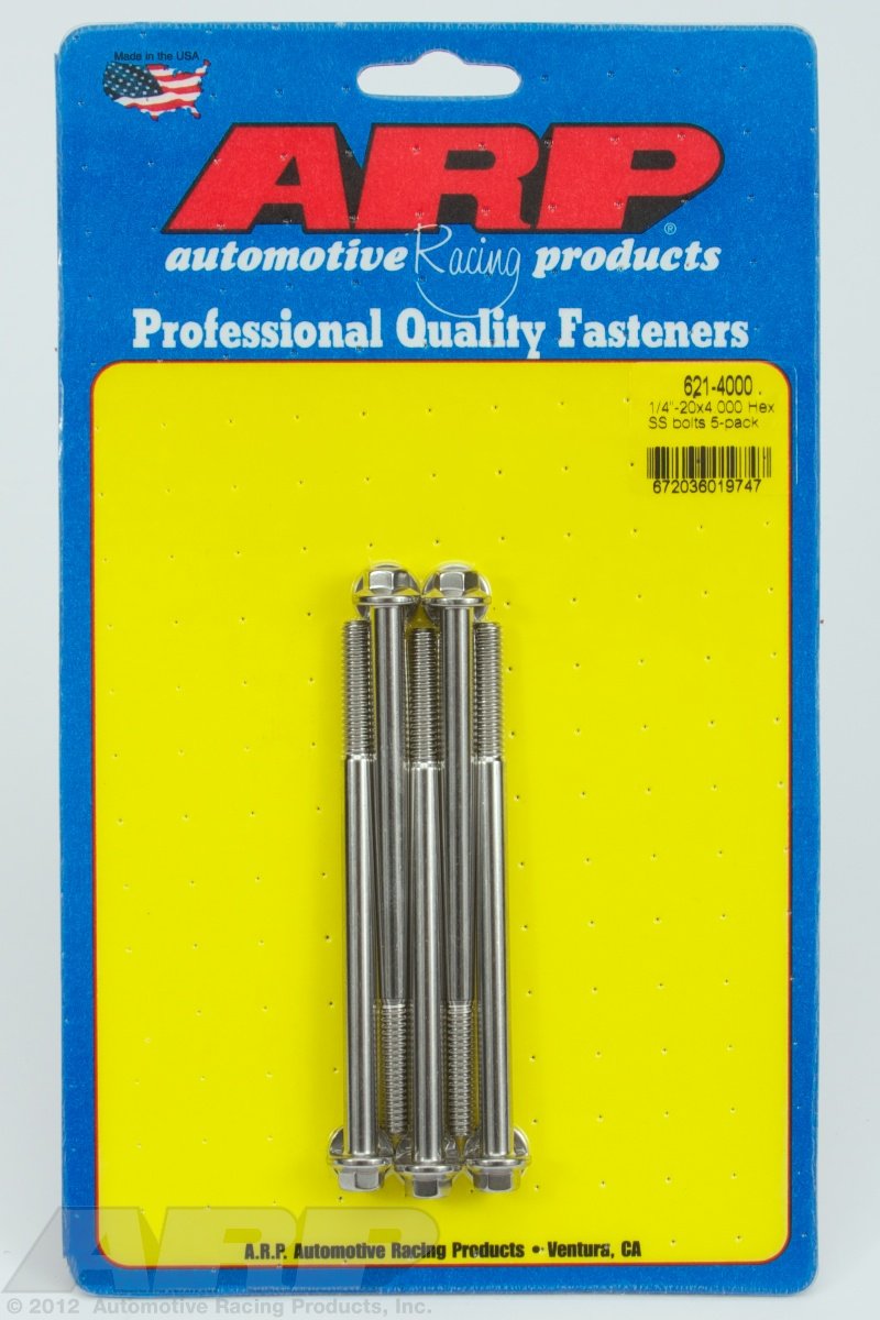 ARP Stainless Steel 1/4-20 Hex Bolts - Pack of 5 6214000