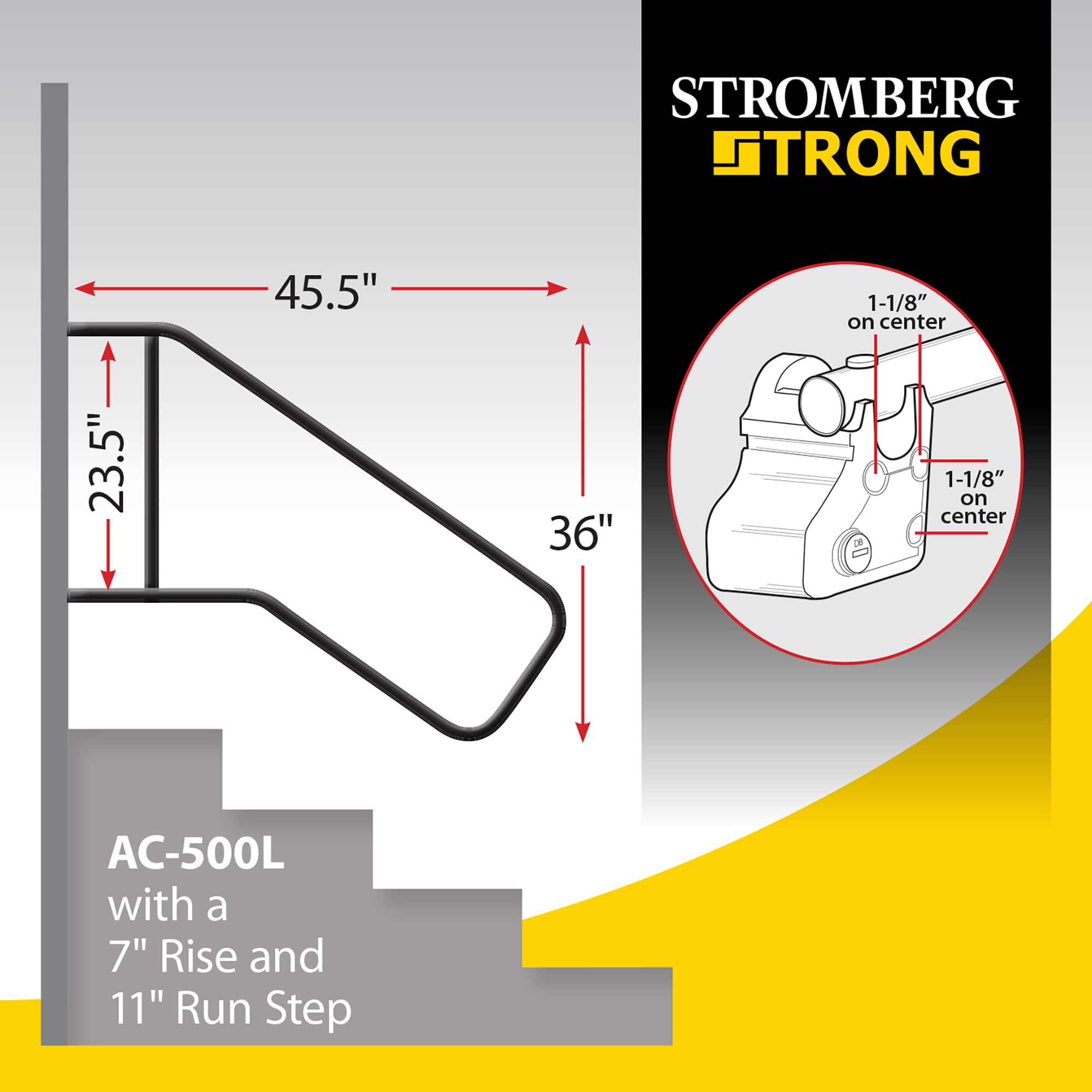 Stromberg Carlson AC-500L Locking Rail Commercial - Mobile Equipment Support - RV Camping Accessories and Travel Trailer Accessories for Step Ladder- 200 lbs Capacity - 45.5" Extension, 36" Height