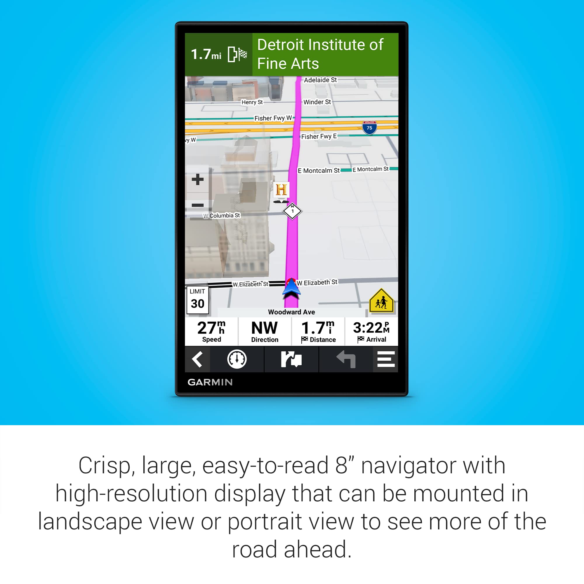 DriveSmart Garmin 86, 8-inch Car GPS Navigator with Bright, Crisp High-Resolution Maps and Garmin Voice Assist