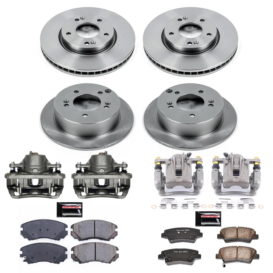 Power Stop KCOE5367 Replacement Autospeciality Front and Rear Caliper Kit- OE Rotors, Ceramic Brake Pads, Calipers For Hyundai Sonata 2009-2010 [Model Specific]