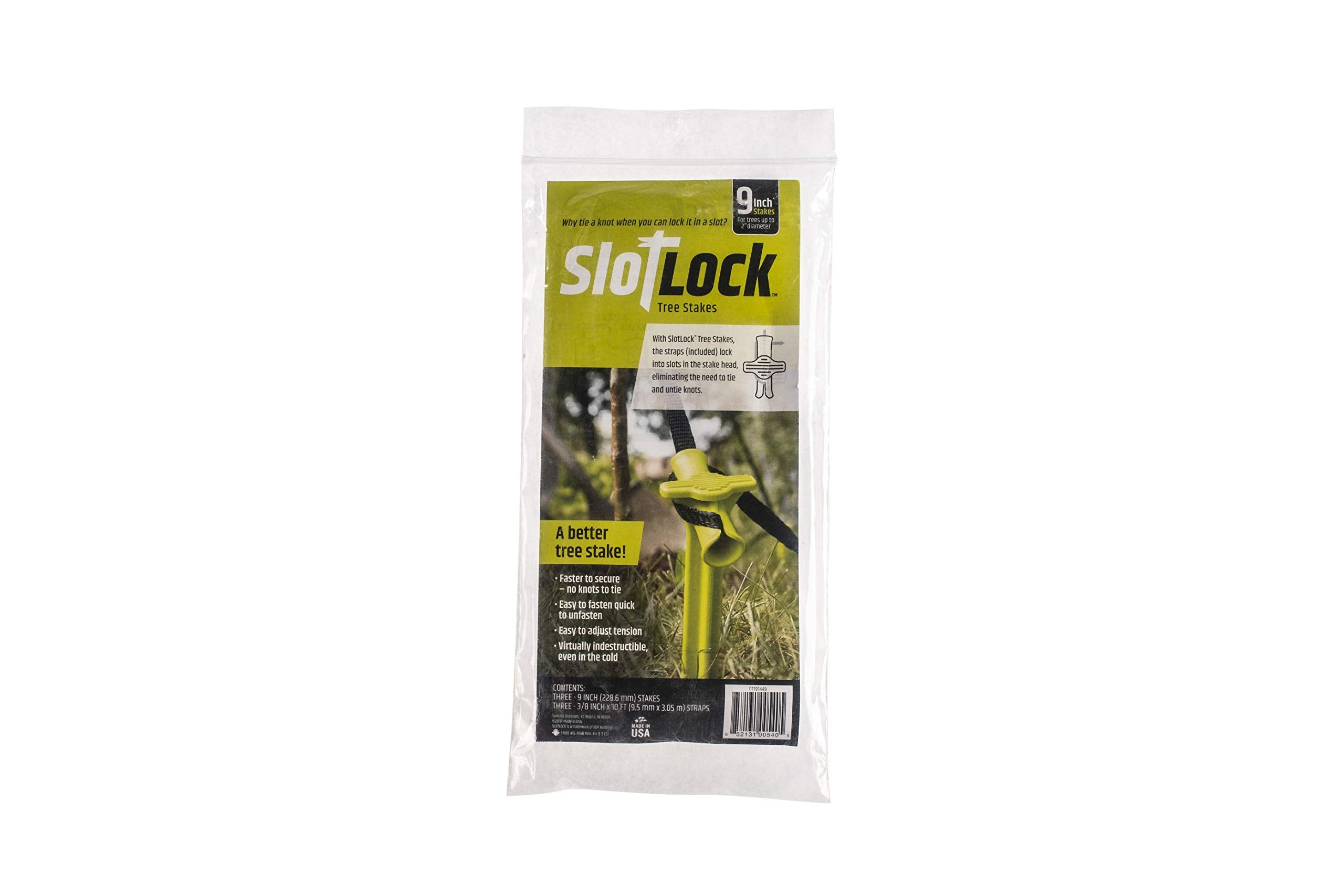 24 Count-Stake Kit SlotLock 9-inch with Straps for Staking Trees, Camping Tents, Hunting Blinds and tarps (SL9-24)