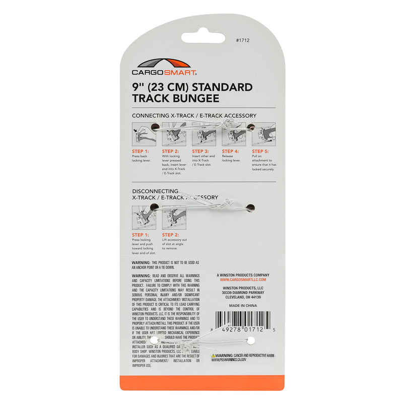 Black 9" Standard Track Bungee 2 Pk