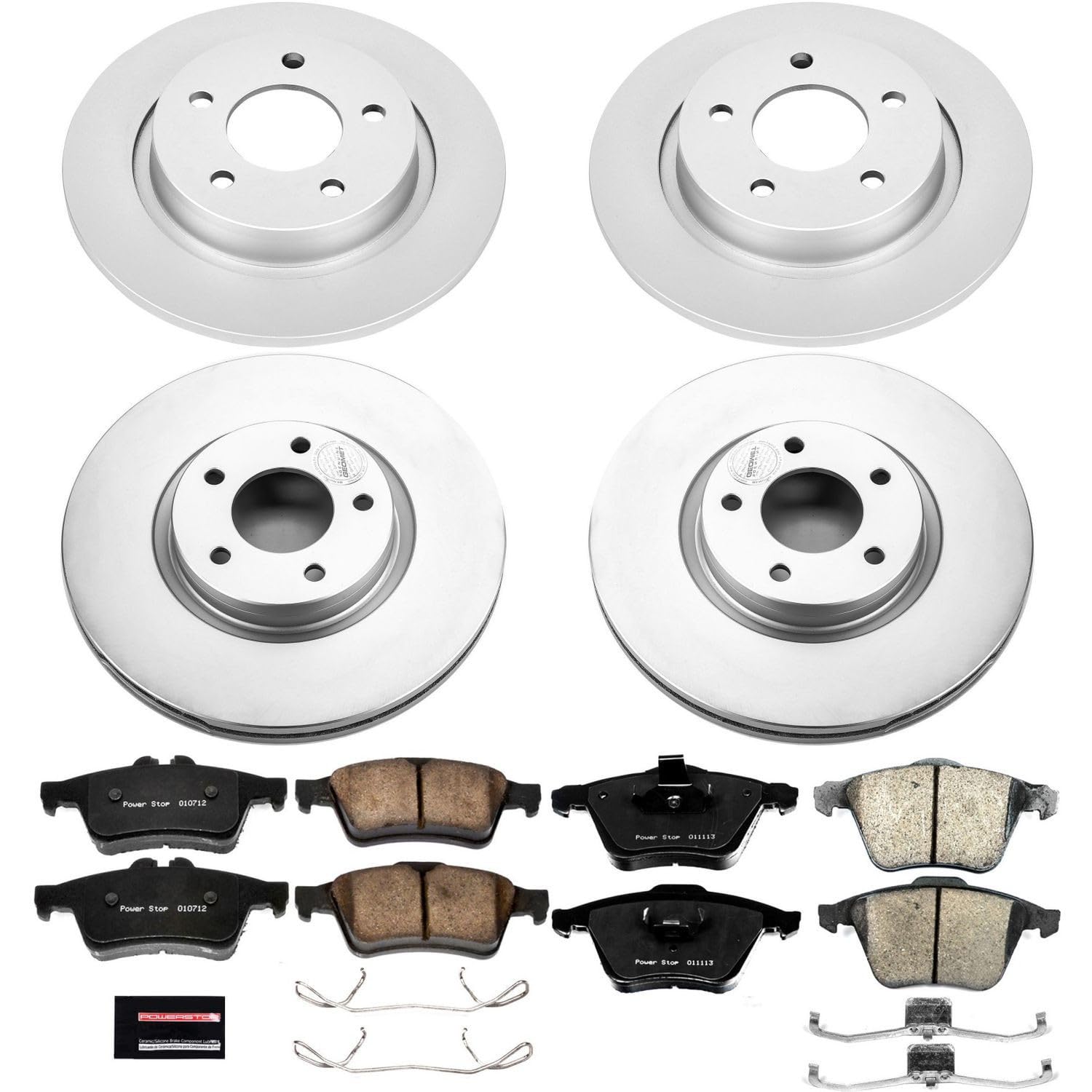 Power Stop Coated Brake Rotor and Ceramic Brake Pads CRK4056- Front & Rear For Mazda 3 2007-2013 [Model Specific]