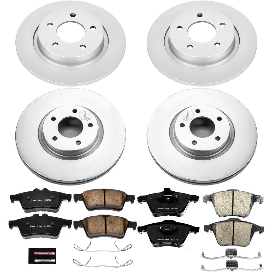Power Stop Coated Brake Rotor and Ceramic Brake Pads CRK4056- Front & Rear For Mazda 3 2007-2013 [Model Specific]