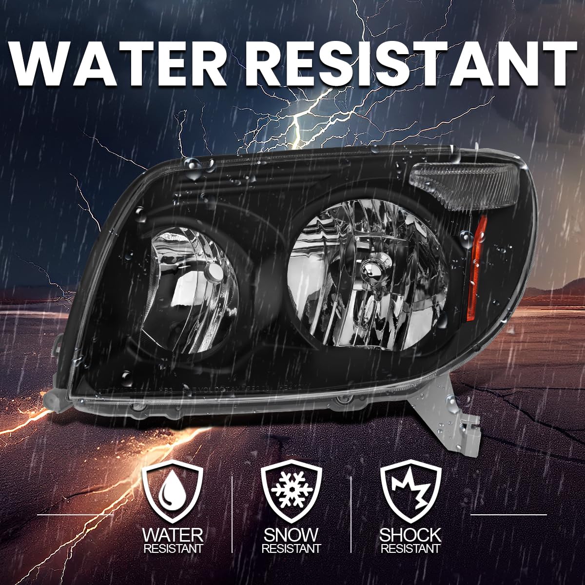 Black Headlights SPEC-D TUNING Compatible with 2003-2005 Toyota 4Runner, Left + Right Head Lamps Assembly