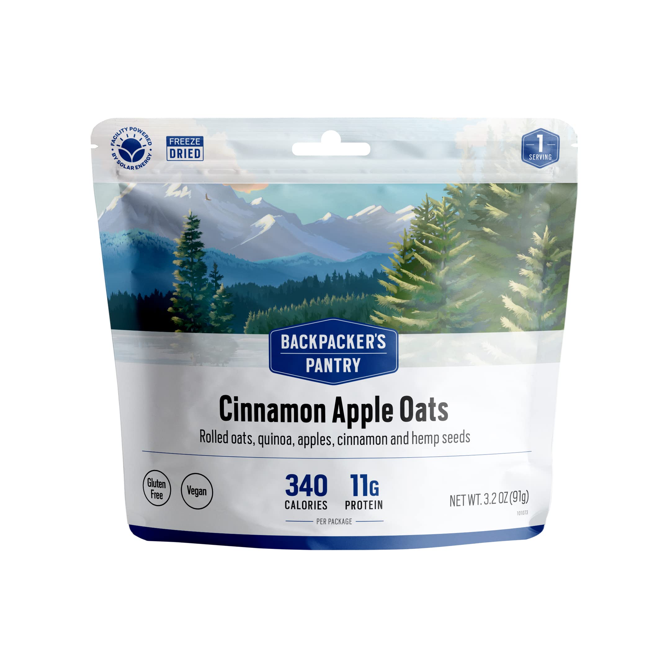 Cinnamon Apple Oats Backpacker's Pantry - Freeze Dried Camping & Backpacking Food - Emergency Food - 11 Grams of Protein, Vegan, Gluten-Free - 1 Count
