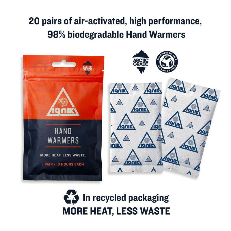 Ignik Multiple-Use Resealable Hand Warmers for 10 Hours of Heat Across 72 Hours, 20 Pairs