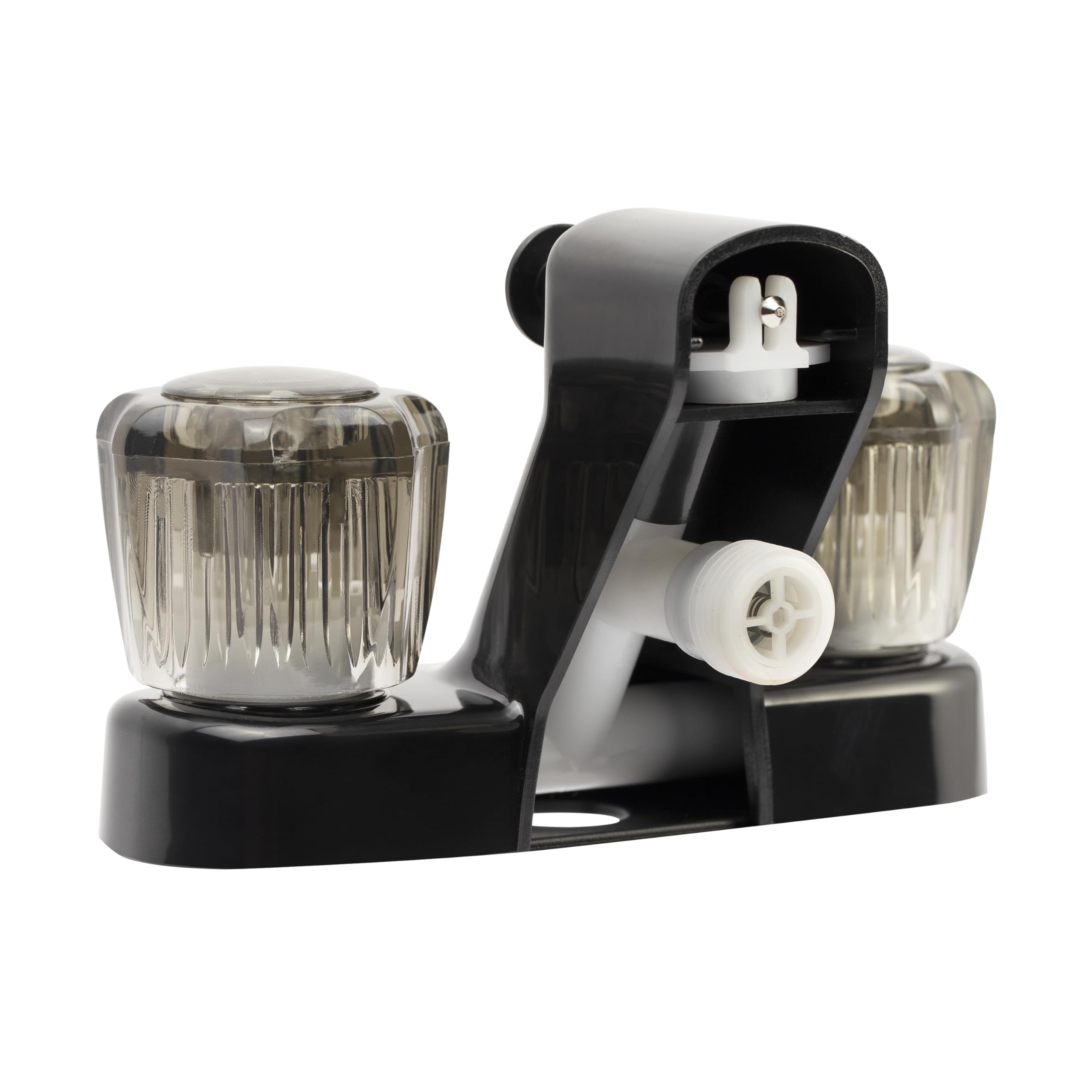 Dura Faucet Tub & Shower RV Diverter Faucet w/Smoked Acrylic Knobs - Black