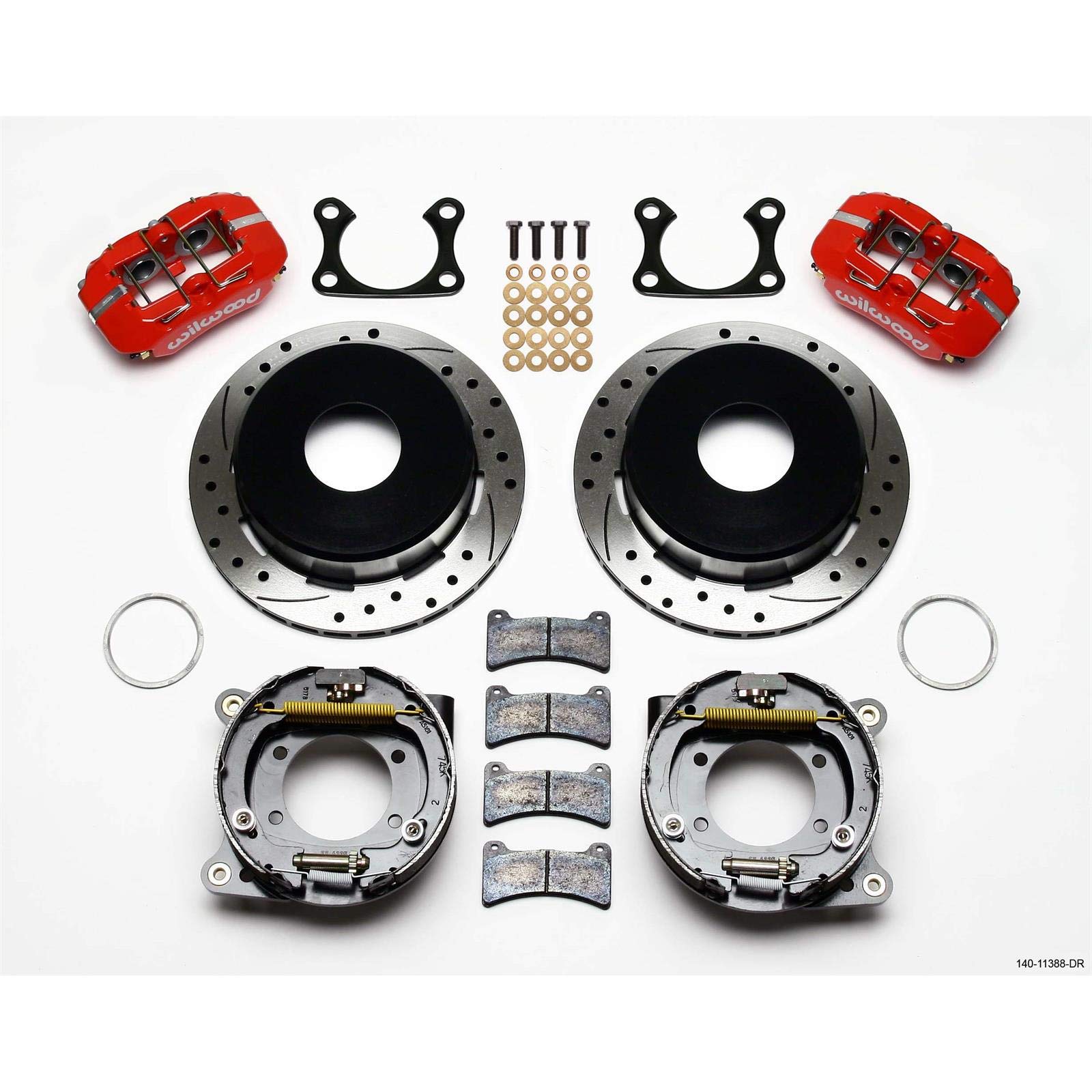 WILWOOD 11.00" P-Brake Kit,Drill-Red Big Ford 140-11388-DR 2.36" Offset, Currie