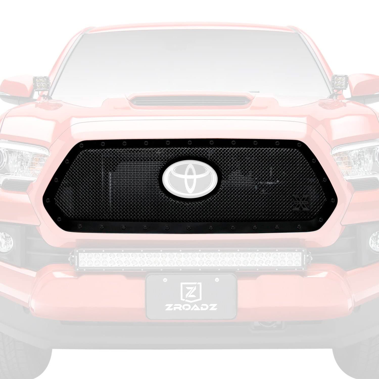 Stealth X-Metal Grille, 2018-2022 Tacoma, Black, 1 Pc, Insert, Black Studs, Does Not Fit Vehicles with Camera - PN #6719511-BR