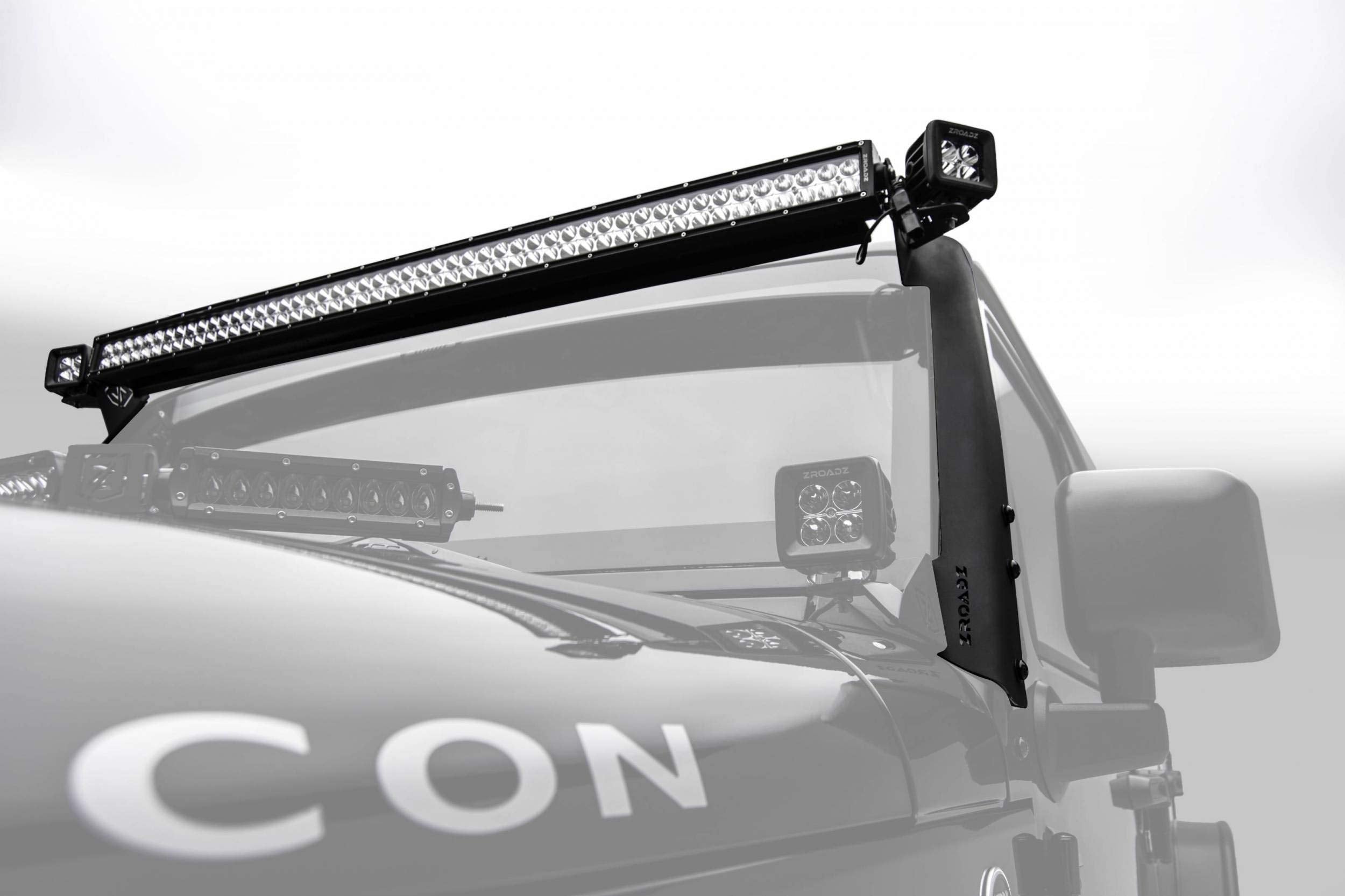 ZROADZ Black Front Roof LED Bar Mount Z374811 2007-2016 JEEP WRANGLER JK