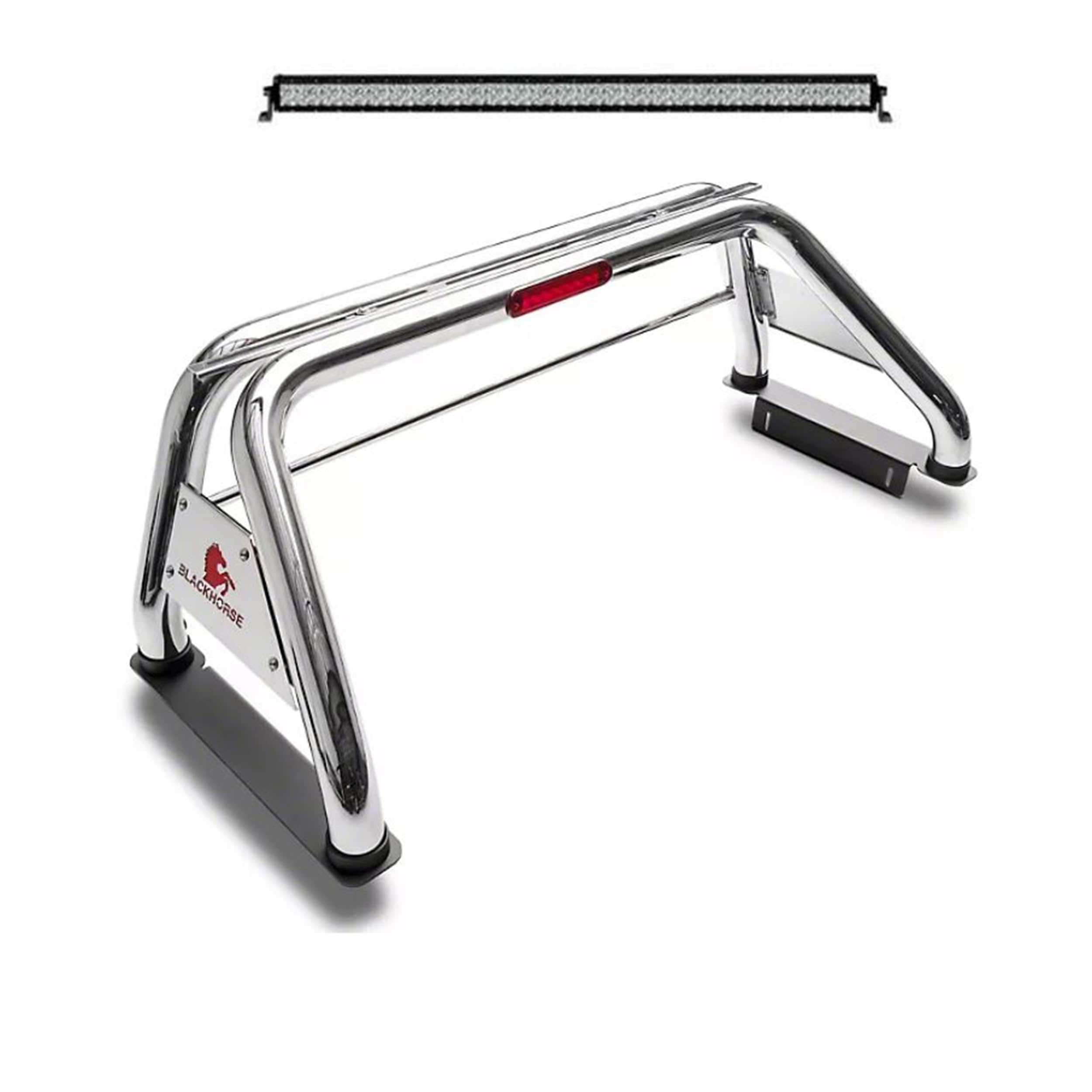 Classic Black Horse Roll Bar Includes 1 40in LED Light Bar Stainless Compatible with 15-22 GMC Canyon & 15-22 Chevy Colorado & 2016-2022 Toyota Tacoma-RB003SS-KIT