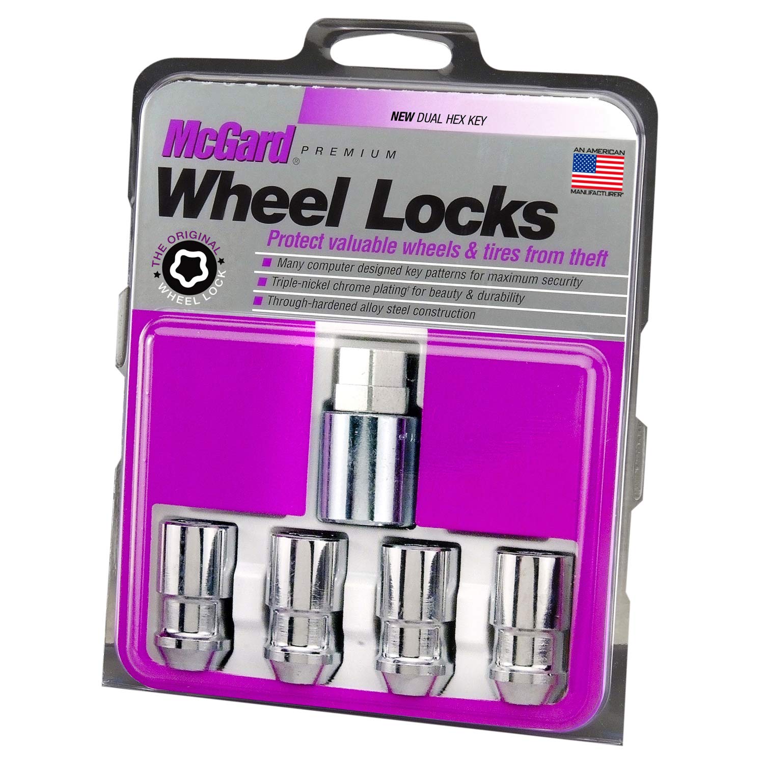 Chrome Cone Seat MCGARD 24198 Wheel Locks (1/2" - 20 Thread Size) - Set of 4