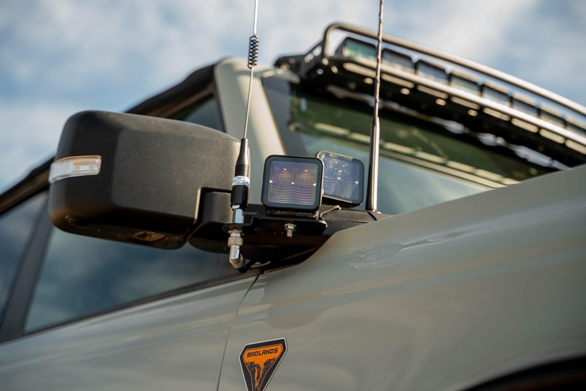DV8 Offroad A-Pillar Light Pod Dual Drop Mounts for The 2021-2025 Ford Bronco | Drop-Down Design Offers Side Scene Lighting Without Hood Glare | Mounts up to (2) 3” Light Pods at Each A-Pillar