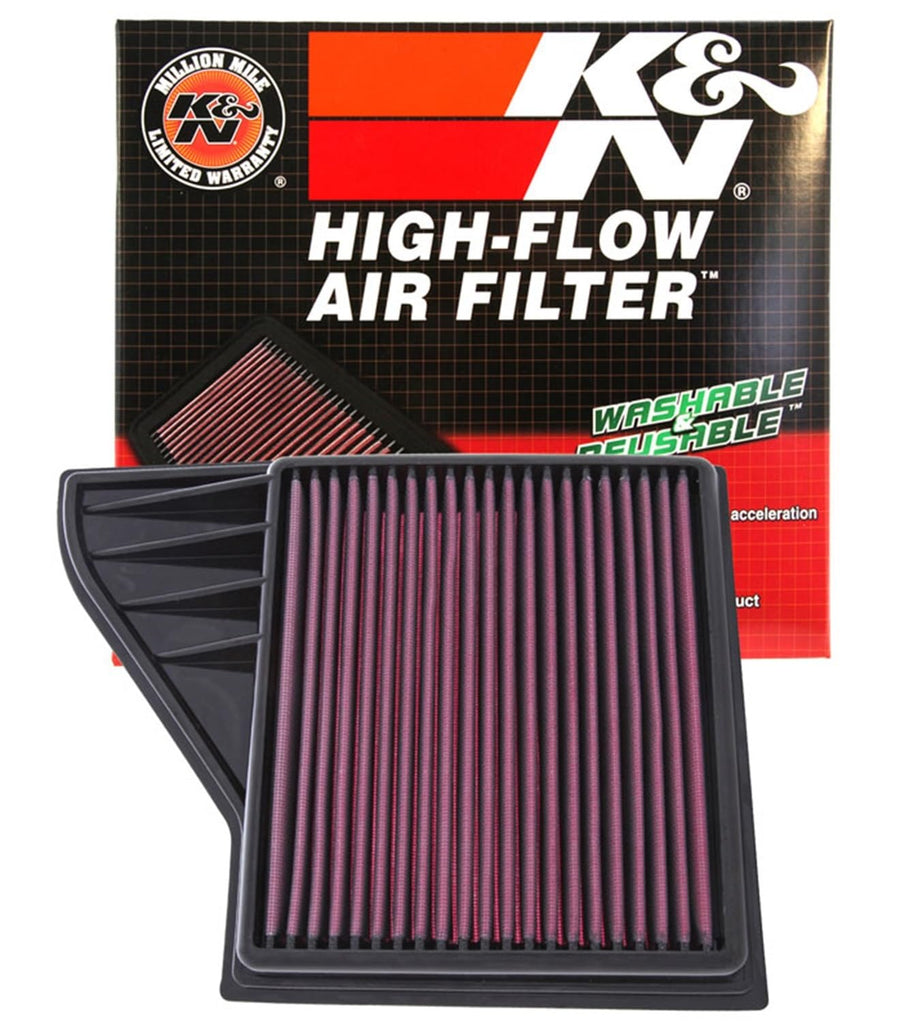 High-Flow K&N Original Lifetime Engine Air Filter: Increase Power: Premium, Washable: Compatible with 2010-2014 FORD: Mustang, Mustang Boss 302, GT, 33-2431
