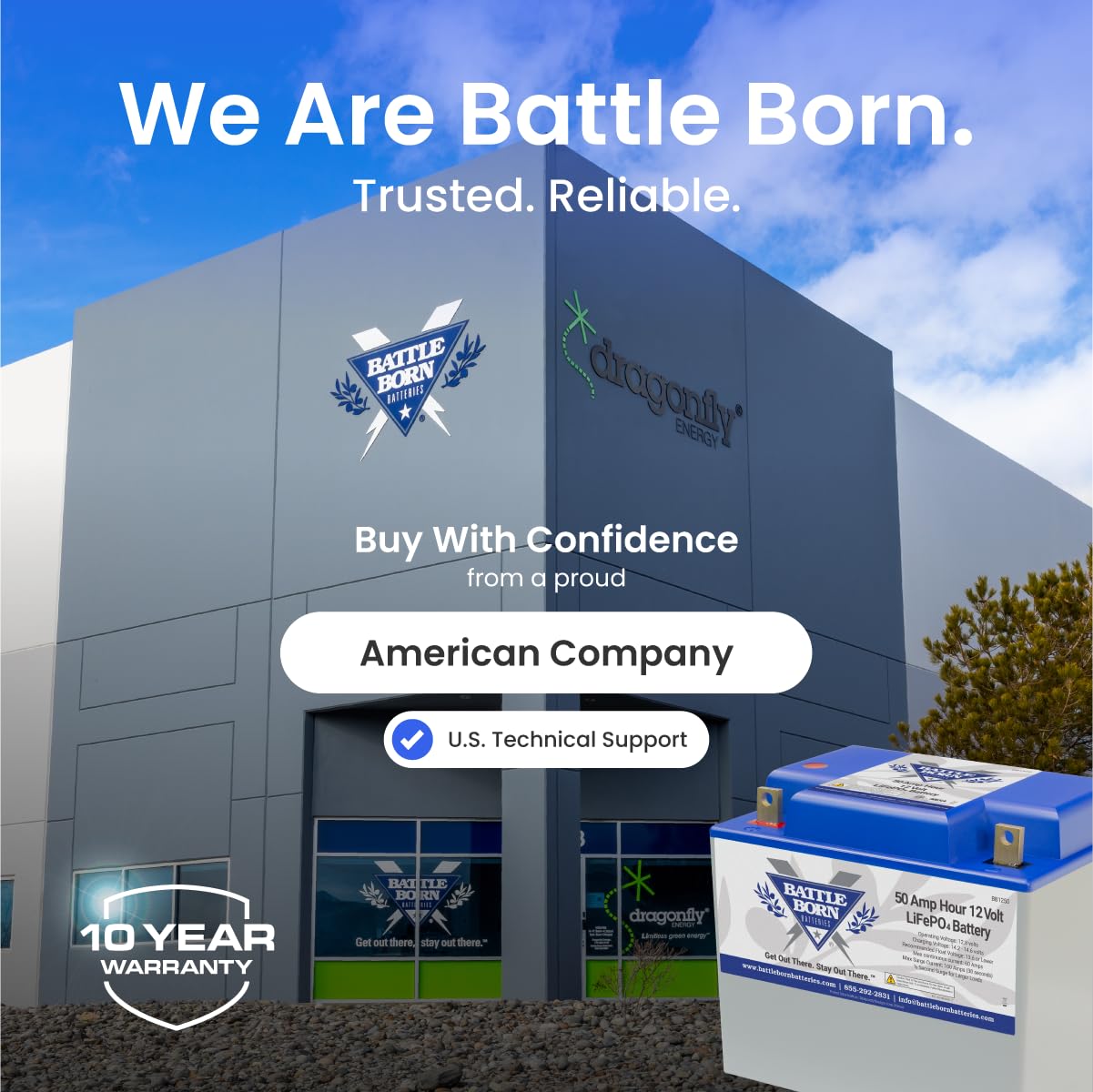 12V 50Ah Heated Lithium-Ion (LiFePO4) RV, Marine, Solar, & Off Grid Battery - Integrated Heating Technology - Internal BMS, High & Low Temperature Protection - Battle Born Batteries