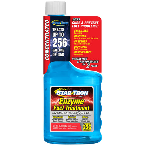 Star Tron Enzyme Fuel Treatment STAR BRITE - Concentrated Gas Formula - Treats 256 Gallons - 16 OZ (093016)