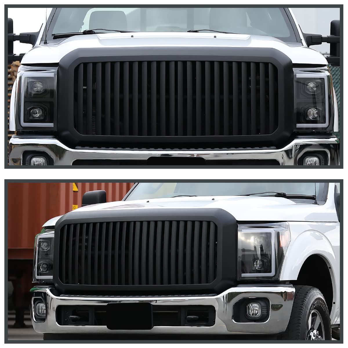 Vertical Bumper Grille Spec-D Tuning Compatible with Ford F250 F350 F450 F550 Super Duty 2011-2016