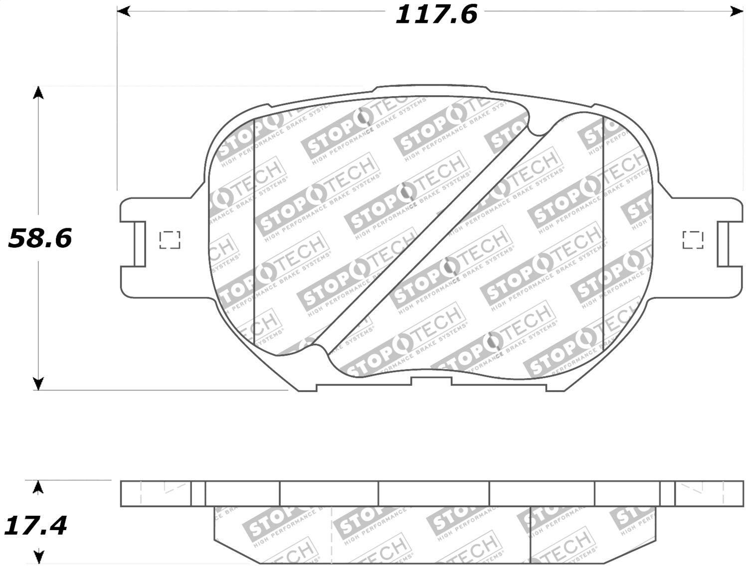 Front StopTech 308.08170 Brake Pads with Shims and Hardware Street