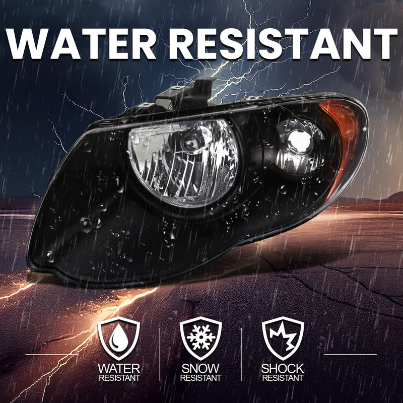Black Headlights SPEC-D TUNING Compatible with 2005-2007 Chrysler Town & Country, Left + Right Pair Headlamp Assembly