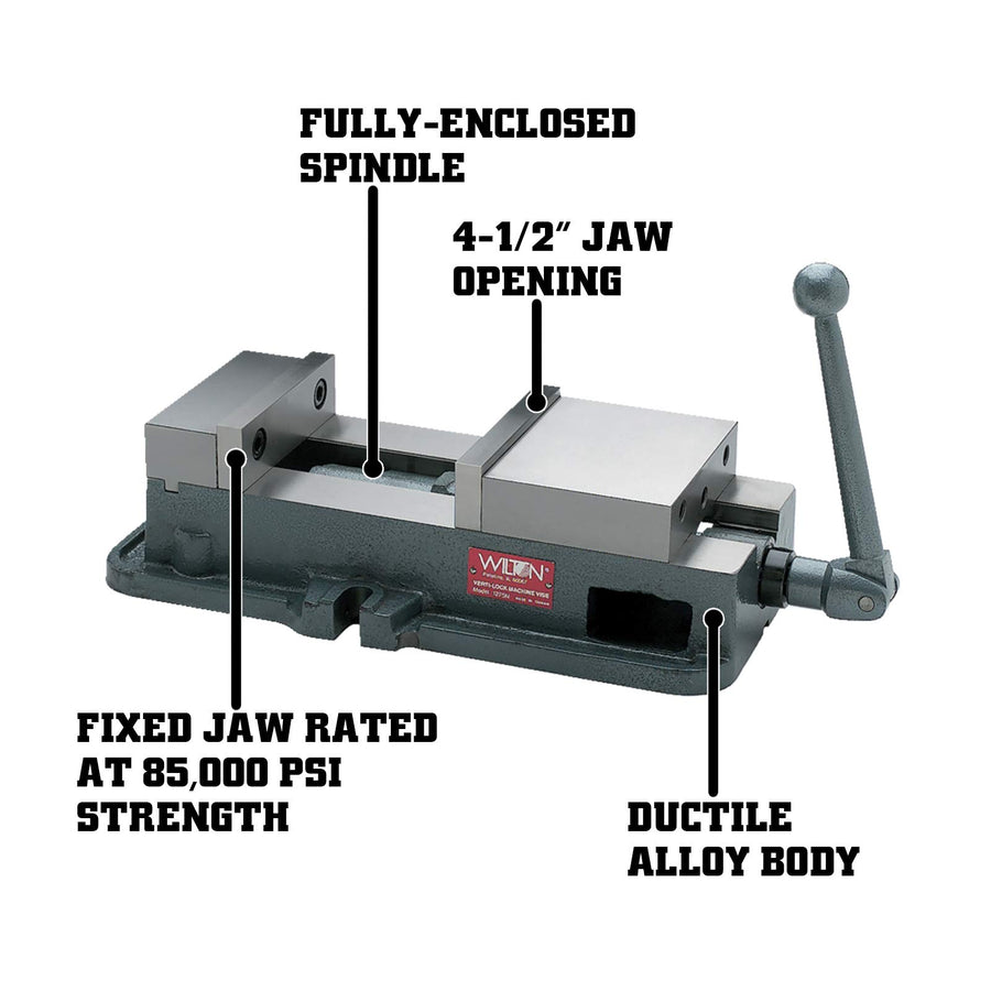 Wilton Milling Verti-Lock Vise, 5" Jaw Width, 4-1/2" Max Opening (Model 1250N)