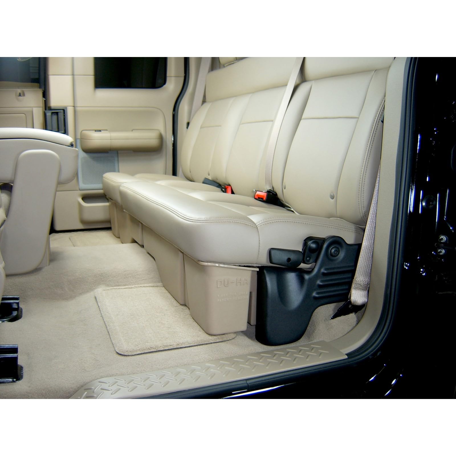 Under Seat Storage DuHa 20004 fits 2004-2008 F150 SuperCab and SuperCrew without a Factory Subwoofer | Black Heavy-Duty Back Seat Organizer | Includes Dividers