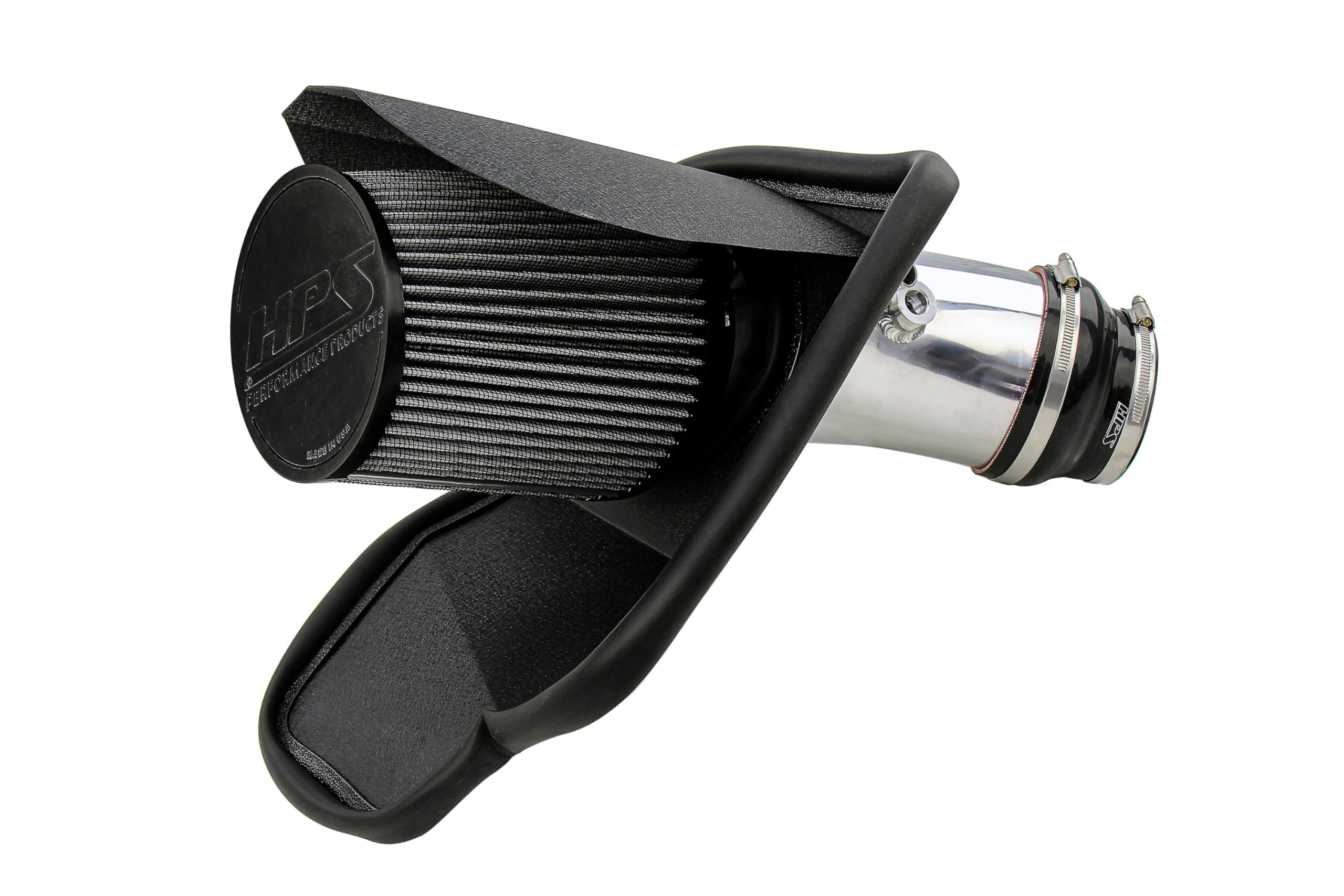 HPS Air Intake Kit Polished with Heat Shield Compatible for 2019-2023 Dodge Charger SRT Hellcat 6.2L V8 Supercharged, 827-681P