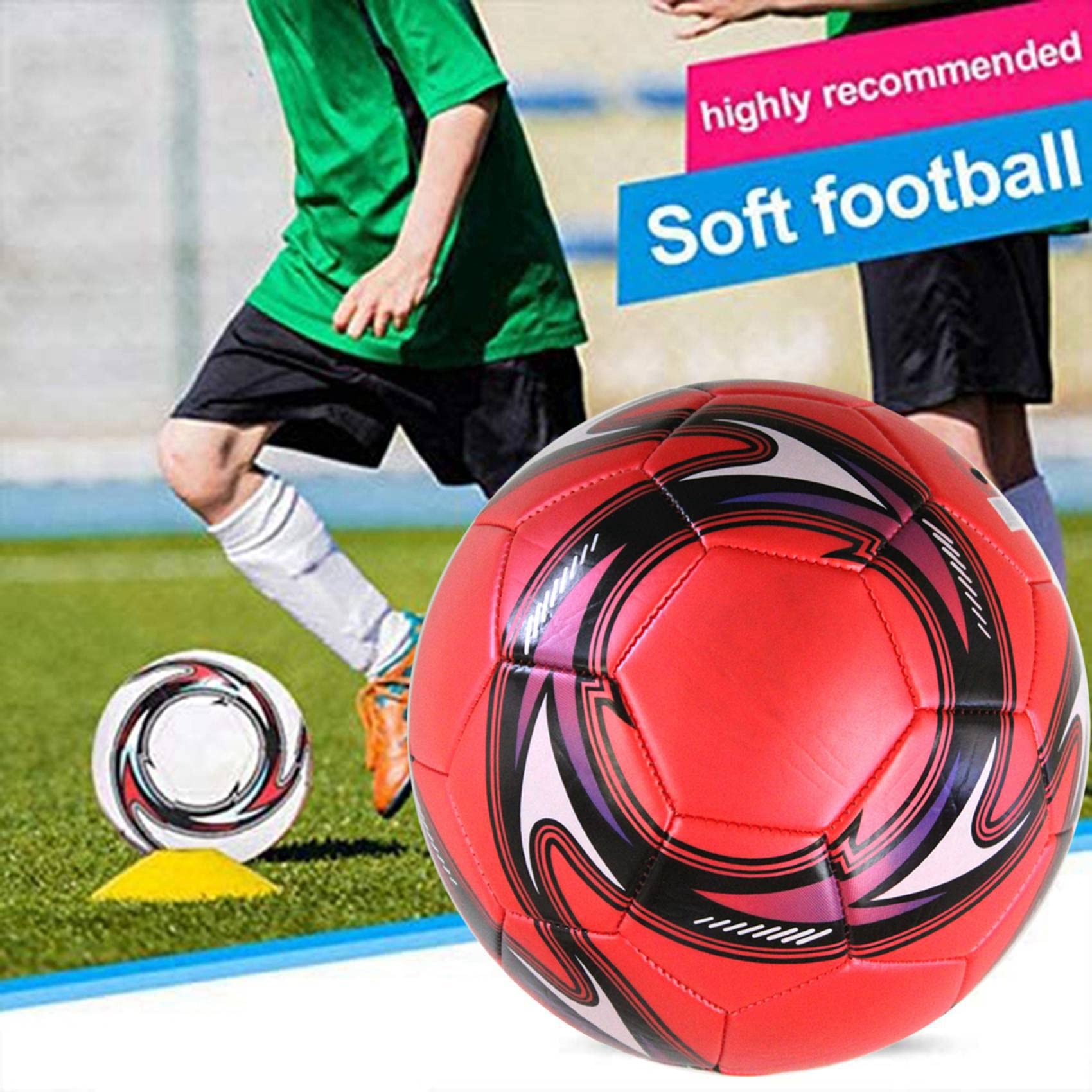 2 x Bdfhjln Professional Football Size 5 Training Official Football Ball Competition Outdoor Red