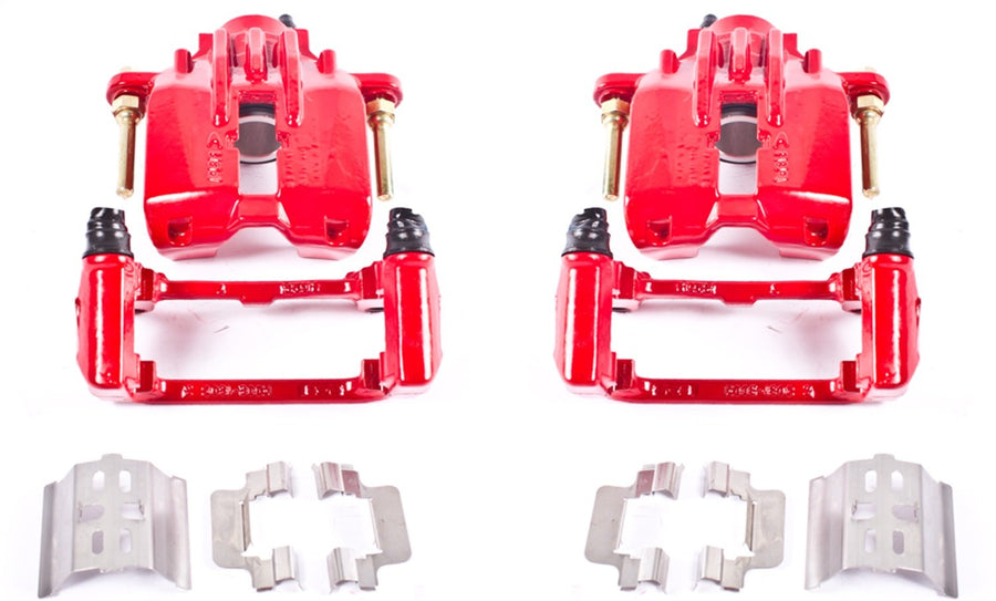 Power Stop Pair of High-Temp Red Powder Coated Rear Calipers for Cadillac XLR 2004-2009, Chevrolet Corvette 1997-2013 [Model Specific]
