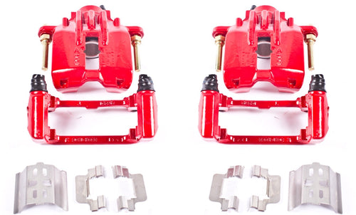 Power Stop Pair of High-Temp Red Powder Coated Rear Calipers for Cadillac XLR 2004-2009, Chevrolet Corvette 1997-2013 [Model Specific]