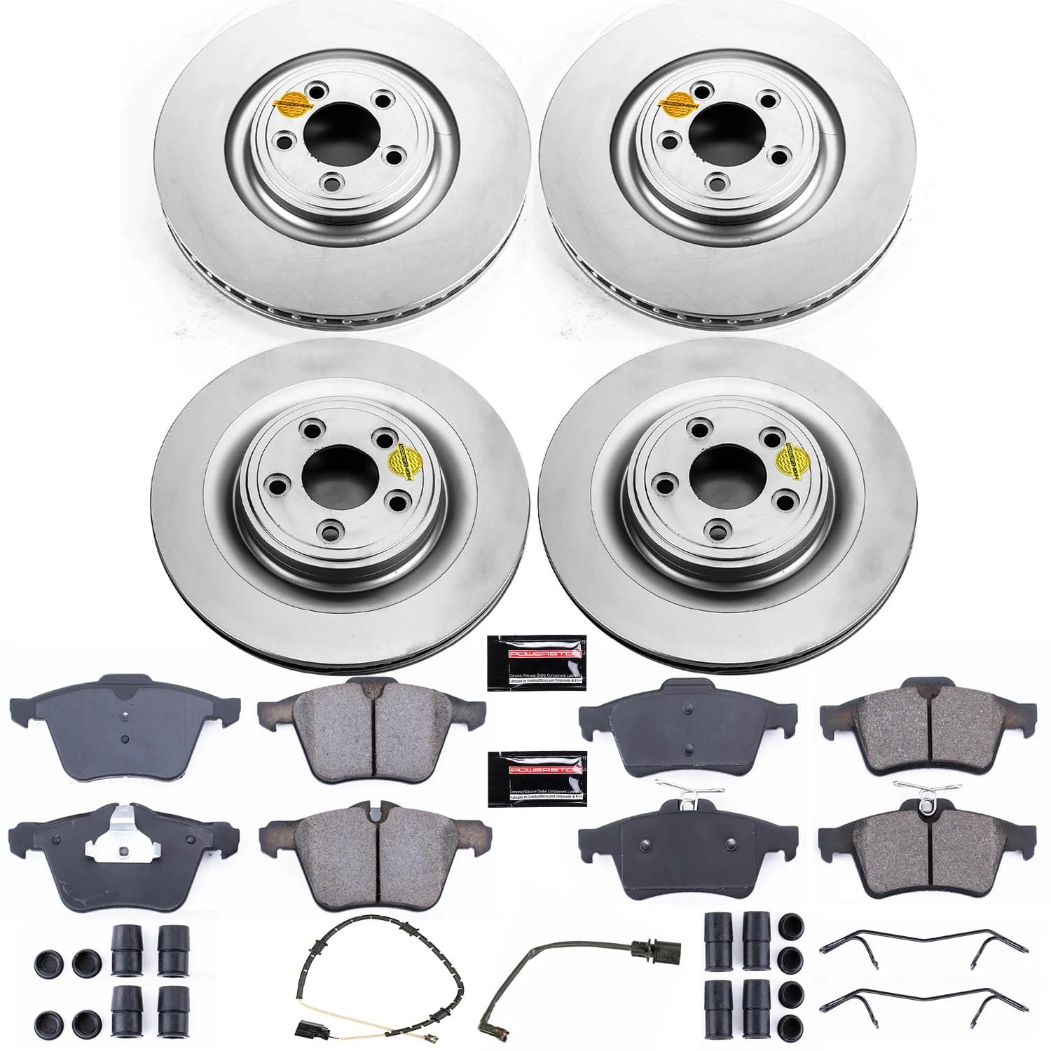 Coated Brake Rotor and Ceramic Brake Pads Power Stop CRK6284- Front & Rear