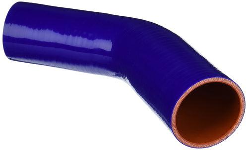 HPS Silicone High Temperature HTSER45-250-275-BLUE 4-ply Reinforced 45 degree Elbow Reducer Coupler Hose, 55 PSI Maximum Pressure, 4" Leg Length on each side, 2-1/2" > 2-3/4" ID, Blue