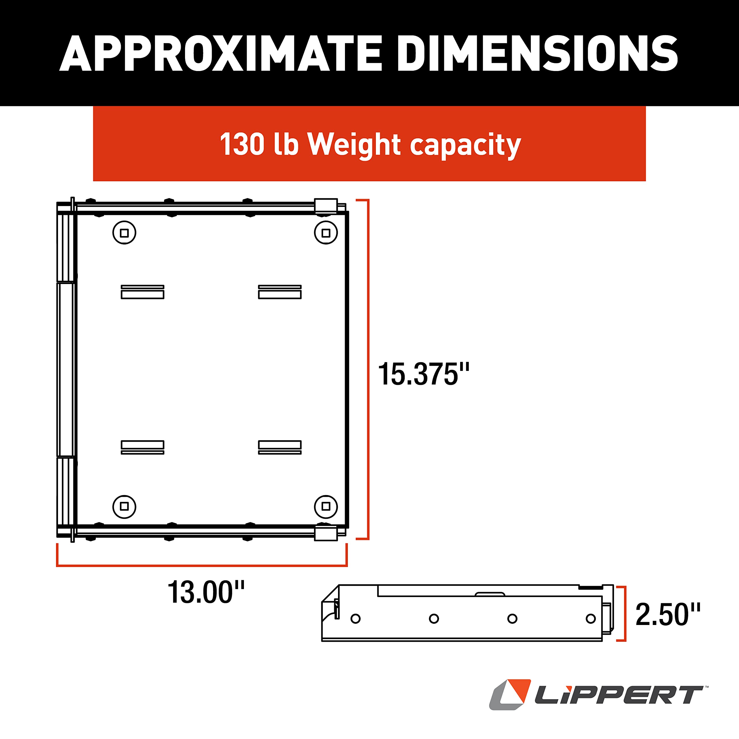 200 lbs Capacity Kwikee 905703010 Battery Tray RV Cargo Storage - 15 3/8" Compartment Fit