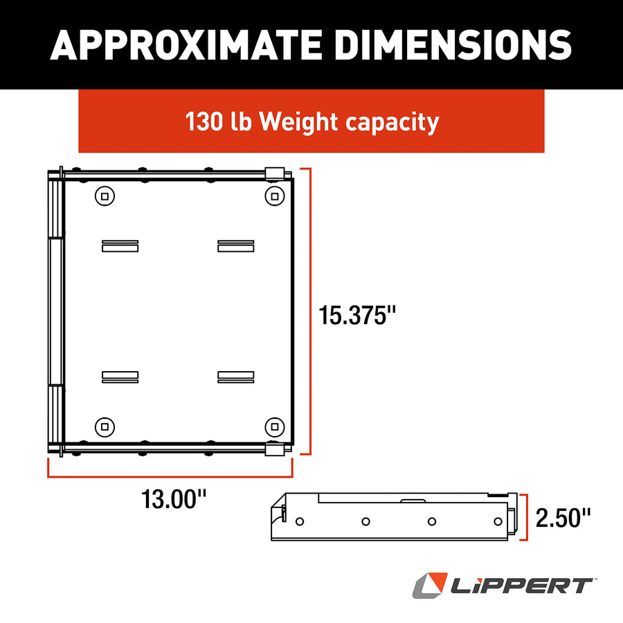 200 lbs Capacity Kwikee 905703010 Battery Tray RV Cargo Storage - 15 3/8" Compartment Fit