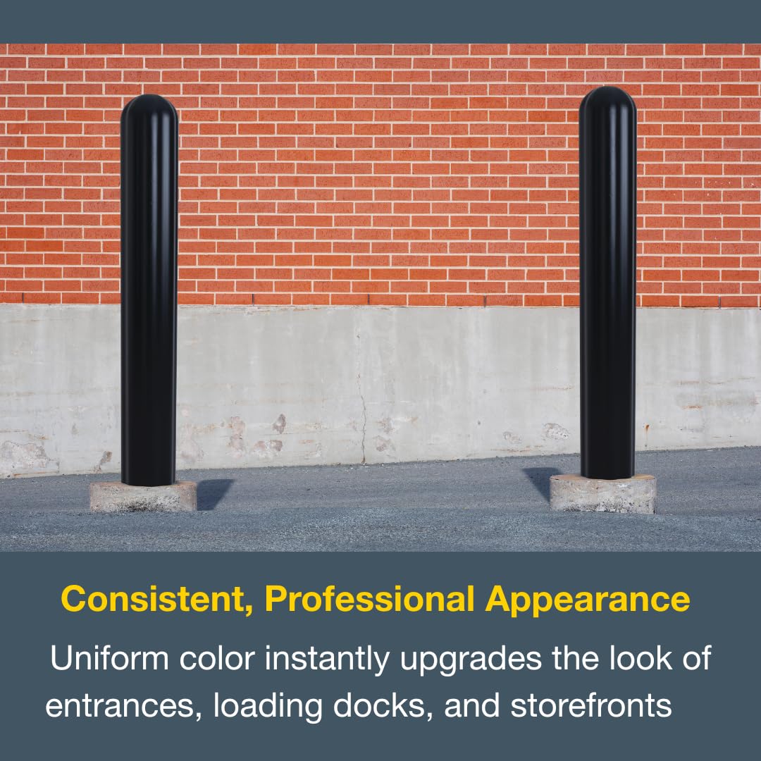 Bollard Covers Eagle for 4 Inch Poles - 56" Tall, Durable Fluted HDPE Plastic - Trimmable Black Bollard Post Sleeve for Parking Lots, Warehouses, and Loading Docks, 1732BLK